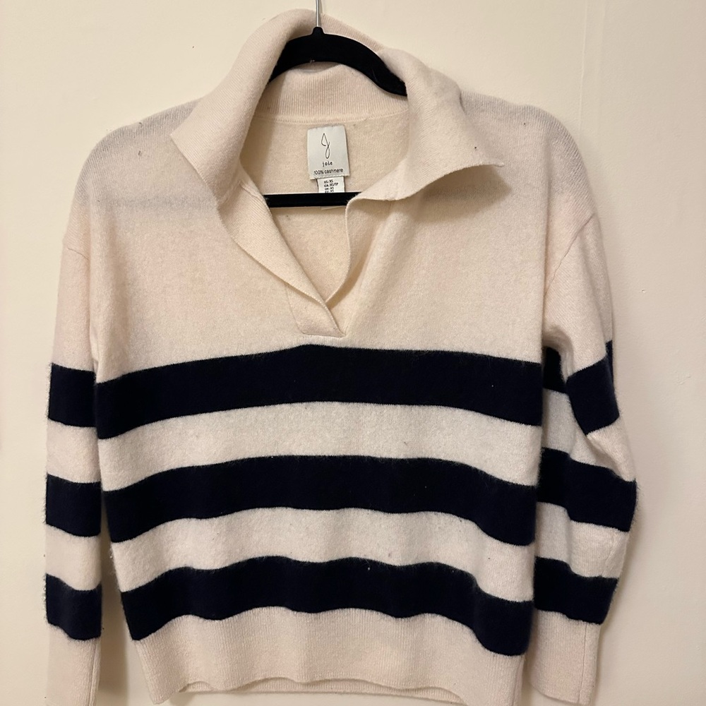 Joie Cream and Navy Cashmere weater